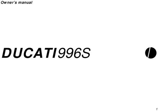 Product picture Ducati 996SS Owners Manual