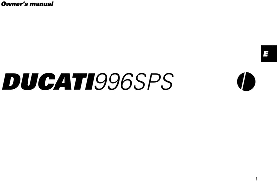 Product picture Ducati 996SPS Owners Manual