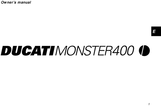 Product picture Ducati Monster 400 Owners Manual