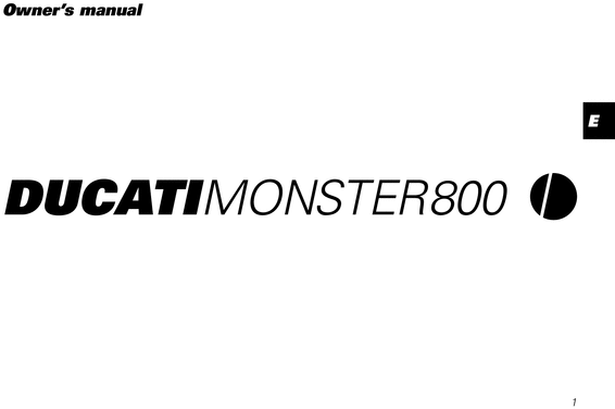 Product picture Ducati Monster 800 Owners Manual